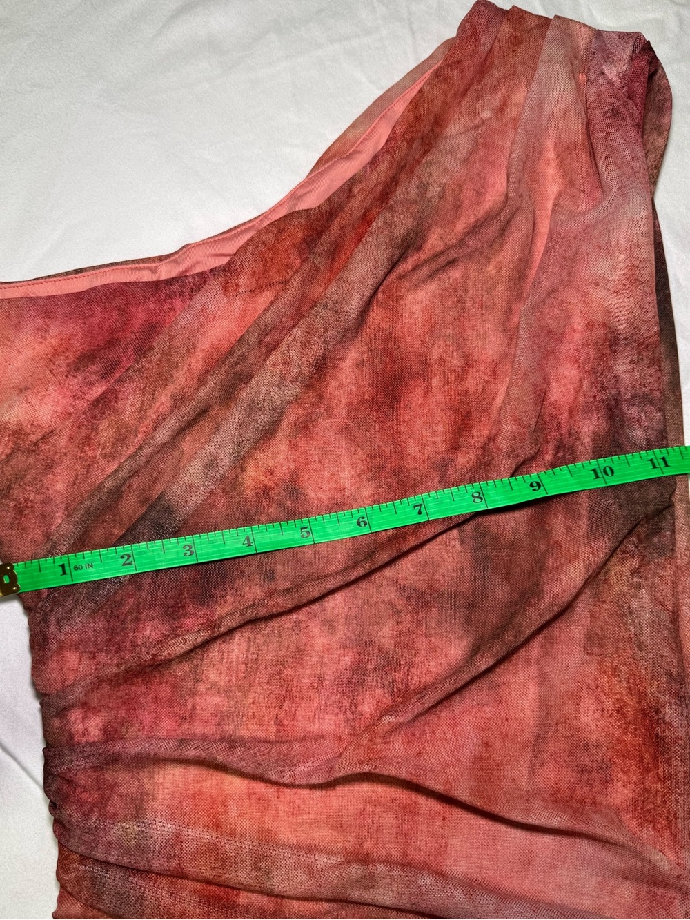 Ruched One-Shoulder Red ombré Dress - Picture 8 of 12